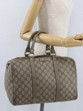 GUCCI GG Supreme Hand Bag PVC Beige Gold 193608 Auth ka2923